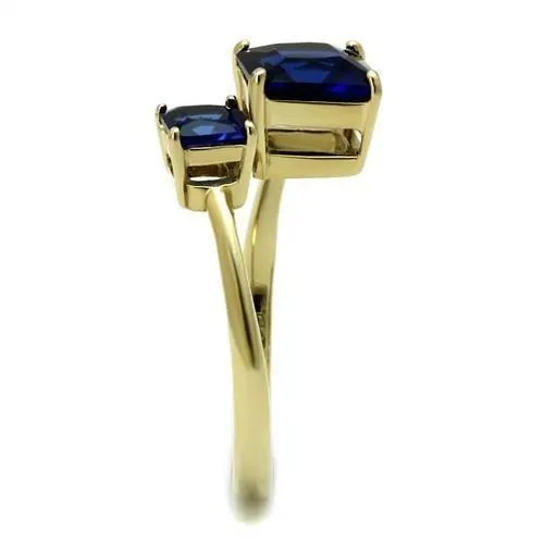 Alamode Rings TK3110 IP GoldIon Plating Stainless Steel Ring with Synthetic Synthetic Glass in Montana