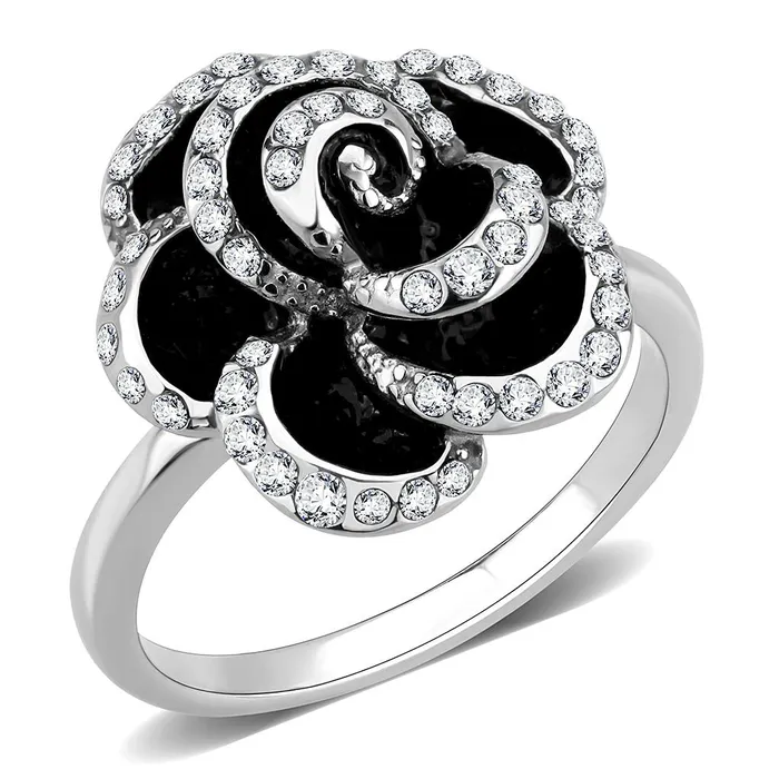Alamode Rings TK3577 No Plating Stainless Steel Ring with Top Grade Crystal in Clear