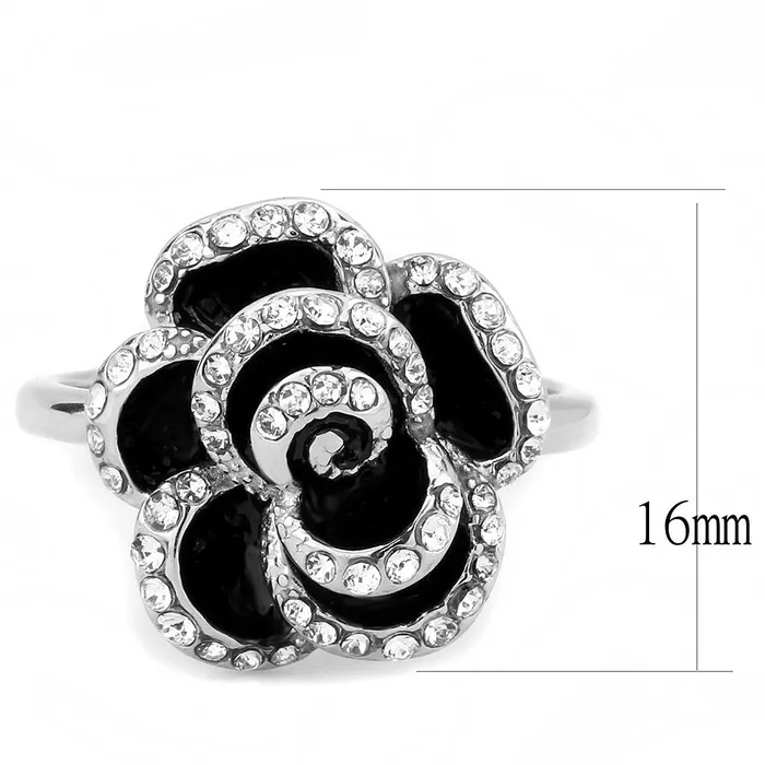 Alamode Rings TK3577 No Plating Stainless Steel Ring with Top Grade Crystal in Clear