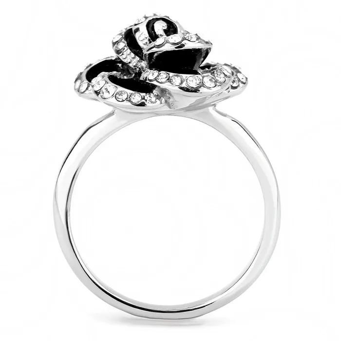 Alamode Rings TK3577 No Plating Stainless Steel Ring with Top Grade Crystal in Clear