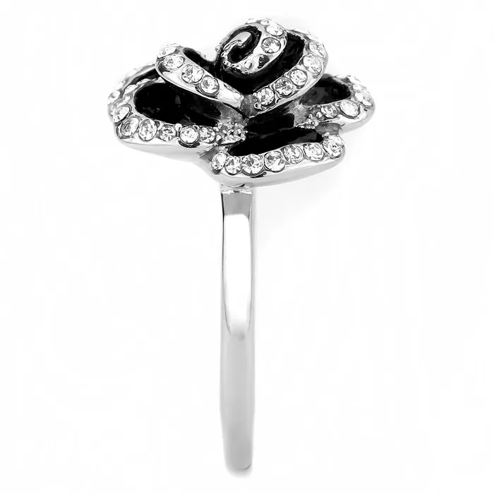 Alamode Rings TK3577 No Plating Stainless Steel Ring with Top Grade Crystal in Clear