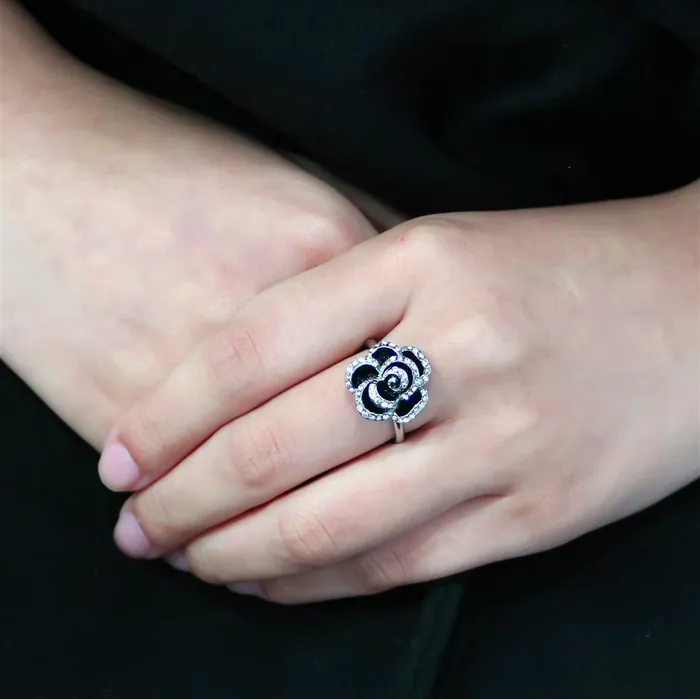 Alamode Rings TK3577 No Plating Stainless Steel Ring with Top Grade Crystal in Clear