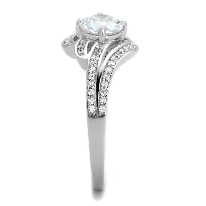 Alamode Rings TS303 Rhodium 925 Sterling Silver Ring with AAA Grade CZ in Clear