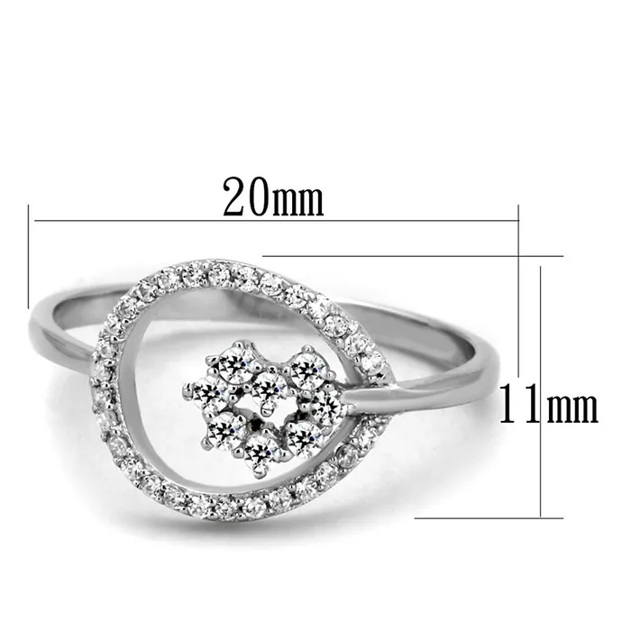 Alamode Rings TS307 Rhodium 925 Sterling Silver Ring with AAA Grade CZ in Clear