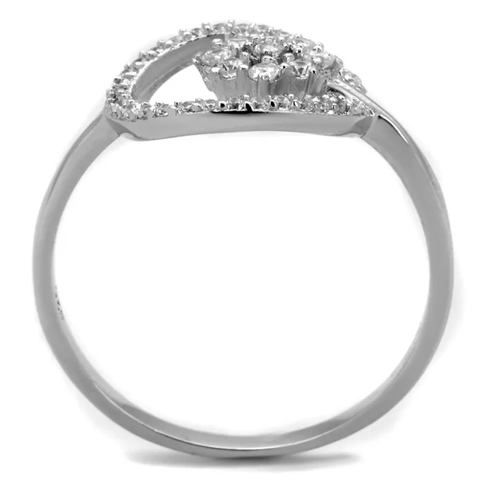 Alamode Rings TS307 Rhodium 925 Sterling Silver Ring with AAA Grade CZ in Clear