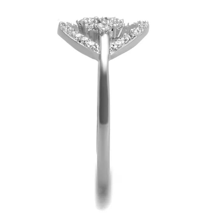 Alamode Rings TS307 Rhodium 925 Sterling Silver Ring with AAA Grade CZ in Clear