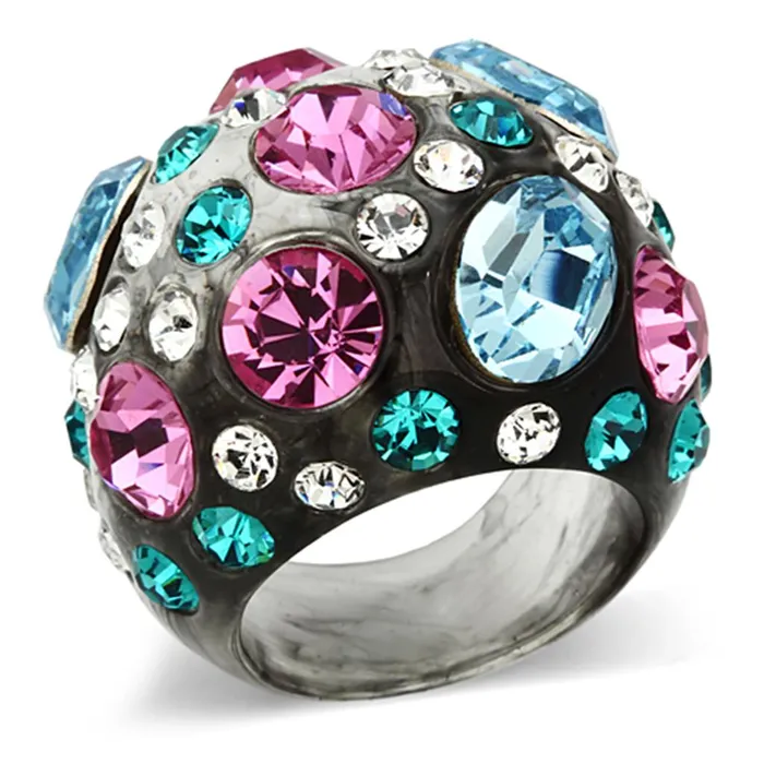 Alamode Rings VL103 Resin Ring with Top Grade Crystal in Multi Color