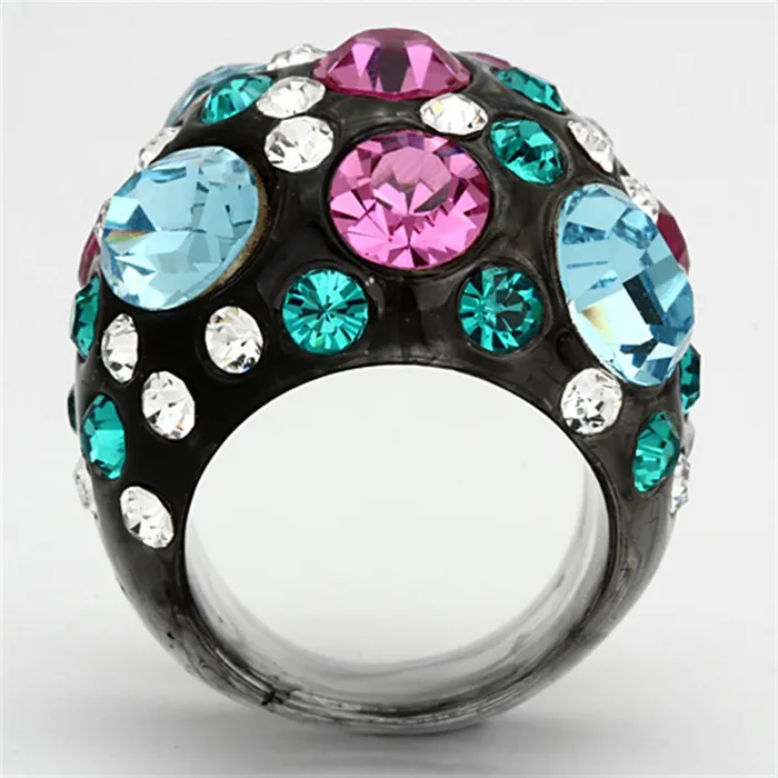 Alamode Rings VL103 Resin Ring with Top Grade Crystal in Multi Color