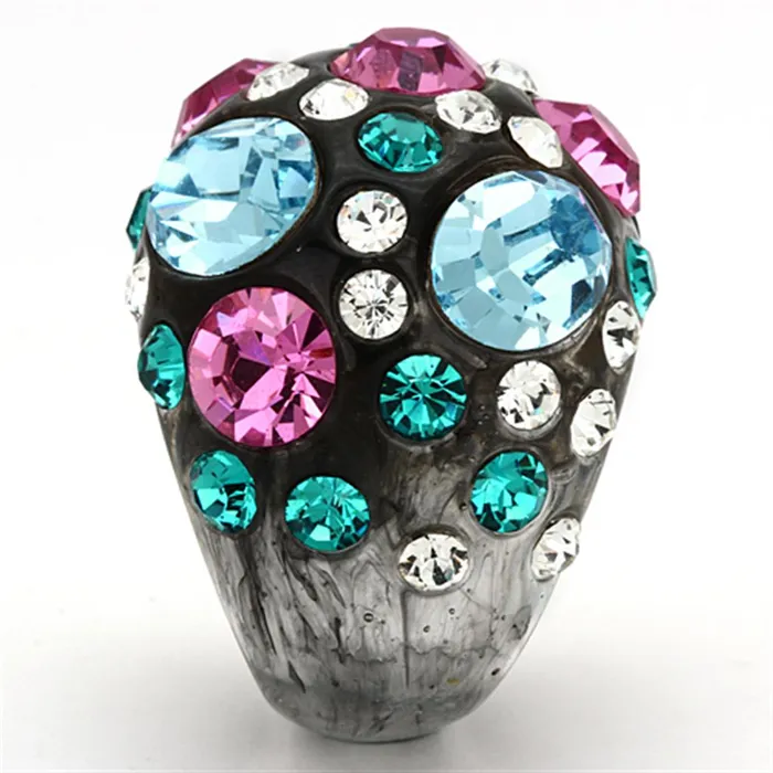 Alamode Rings VL103 Resin Ring with Top Grade Crystal in Multi Color