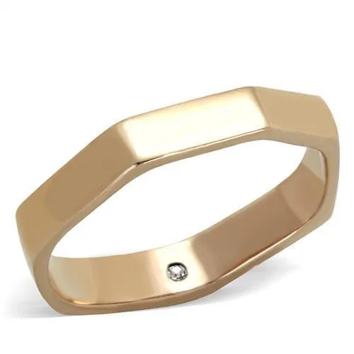 Alamode TK2030 IP Rose GoldIon Plating Stainless Steel Ring with Top Grade Crystal in Clear Rings