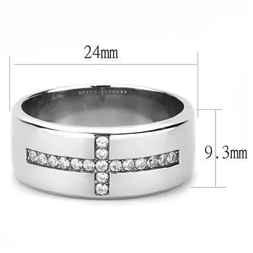 Alamode TK3225 High polished no plating Stainless Steel Ring with AAA Grade CZ in Clear Rings