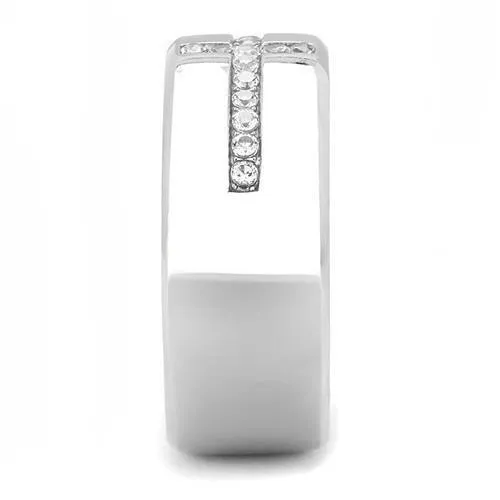 Alamode TK3225 High polished no plating Stainless Steel Ring with AAA Grade CZ in Clear Rings