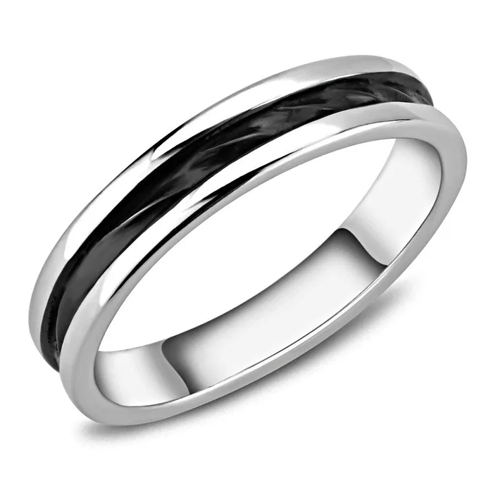 Alamode TK3502 TwoTone IP Black Ion Plating Stainless Steel Ring with No Stone Rings