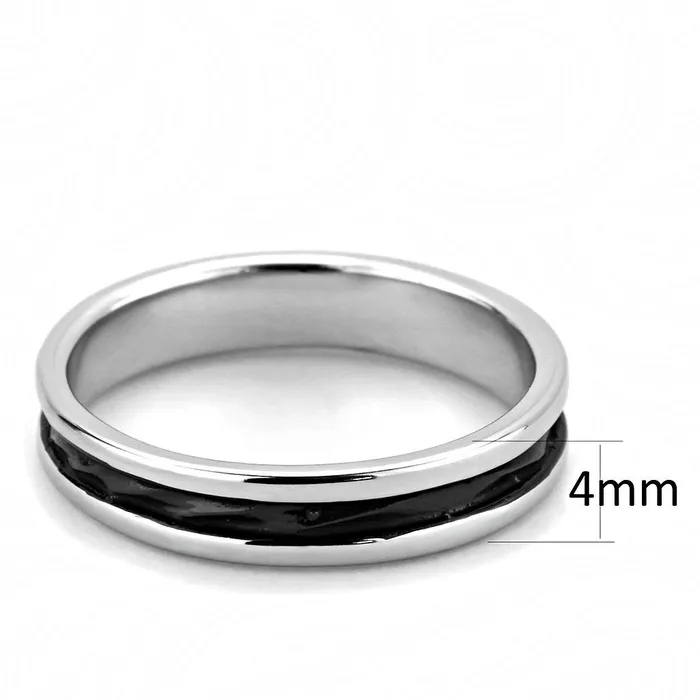 Alamode TK3502 TwoTone IP Black Ion Plating Stainless Steel Ring with No Stone Rings