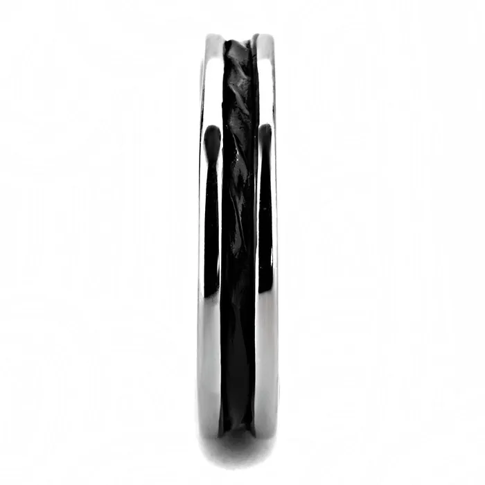 Alamode TK3502 TwoTone IP Black Ion Plating Stainless Steel Ring with No Stone Rings