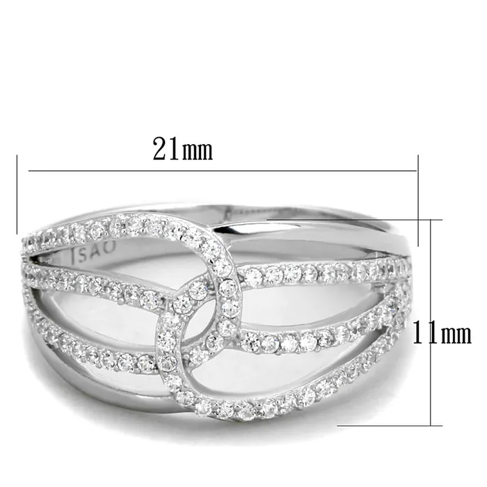 Alamode TS363 Rhodium 925 Sterling Silver Ring with AAA Grade CZ in Clear Rings