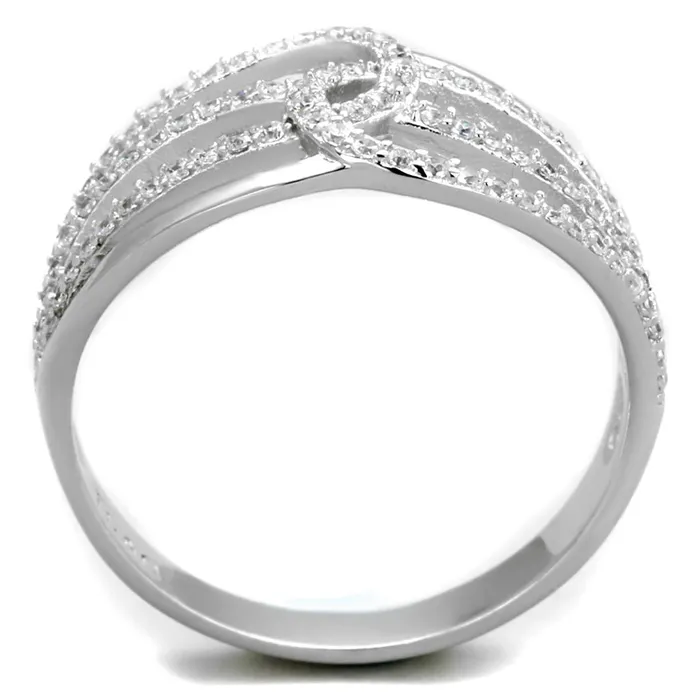 Alamode TS363 Rhodium 925 Sterling Silver Ring with AAA Grade CZ in Clear Rings