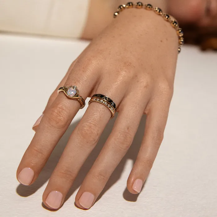 Always Gold Memory Ring Black Enamel Marrow Fine Rings