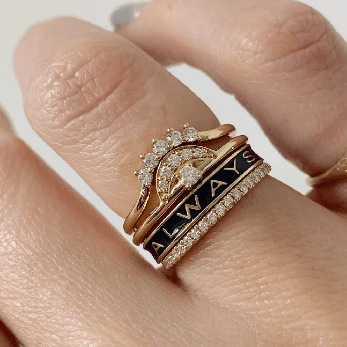 Always Gold Memory Ring Black Enamel Marrow Fine Rings