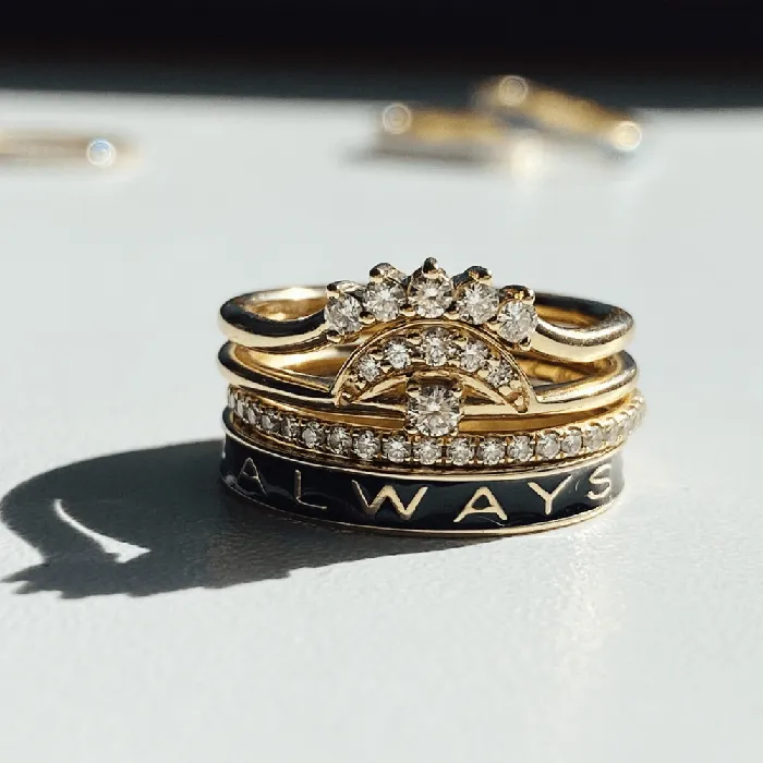 Always Gold Memory Ring Black Enamel Marrow Fine Rings