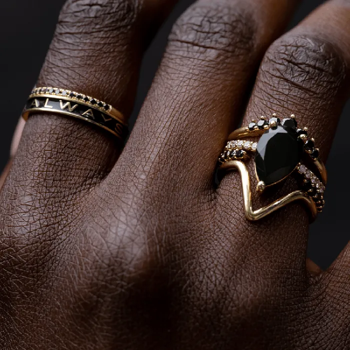 Always Gold Memory Ring Black Enamel Marrow Fine Rings