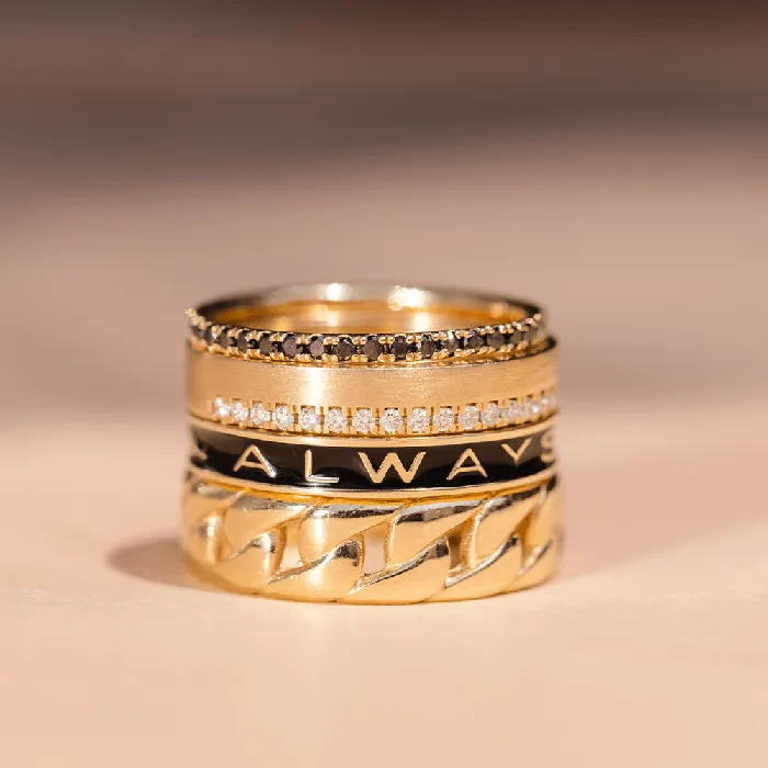 Always Gold Memory Ring Black Enamel Marrow Fine Rings
