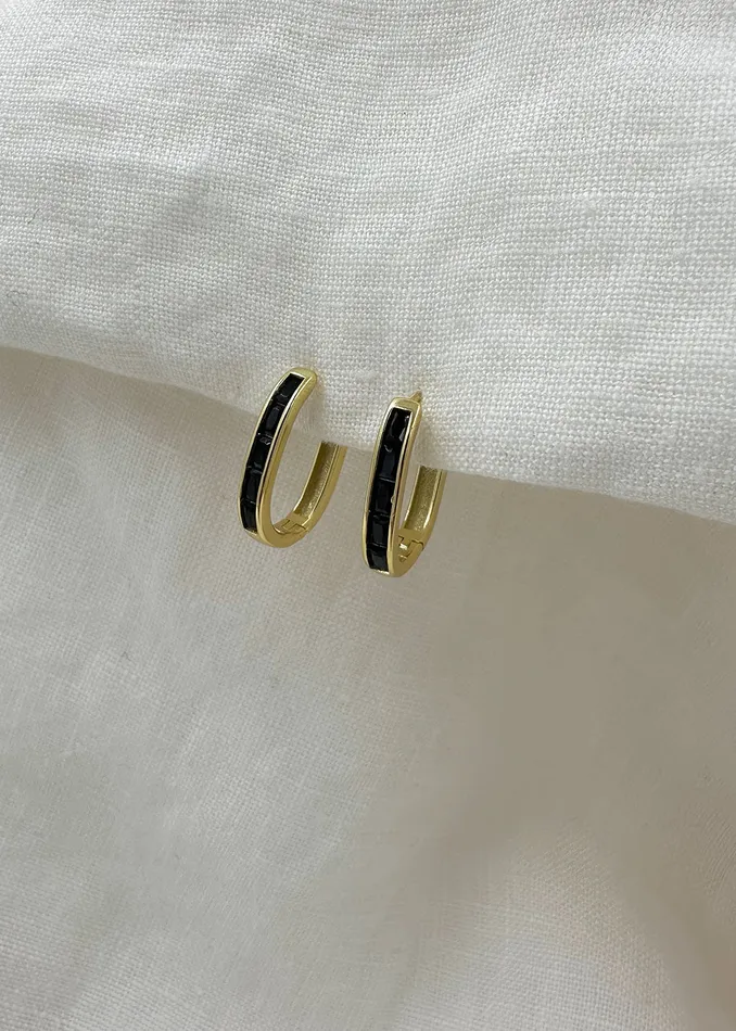 Bella Wren Jewelry Earrings Paris Hoop Onyx