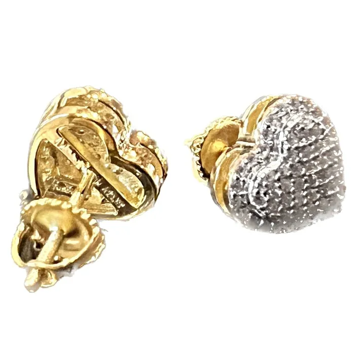 Bling Cartel 14k Gold Pated 925 Sterling Silver Heart Earrings Iced 065ct Moissanite Flooded Out Pass Diamond Tester Earrings Bling Cartel 14k Gold Pated 925 Sterling Silver Heart Earrings Iced 065ct Moissanite Flooded Out Pass Diamond Tester Earrings