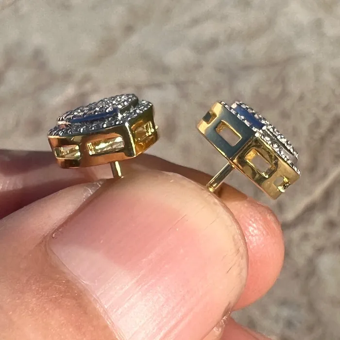 Bling Cartel 14k Gold Pated 925 Sterling Silver Heart Earrings Iced 065ct Moissanite Flooded Out Pass Diamond Tester Earrings