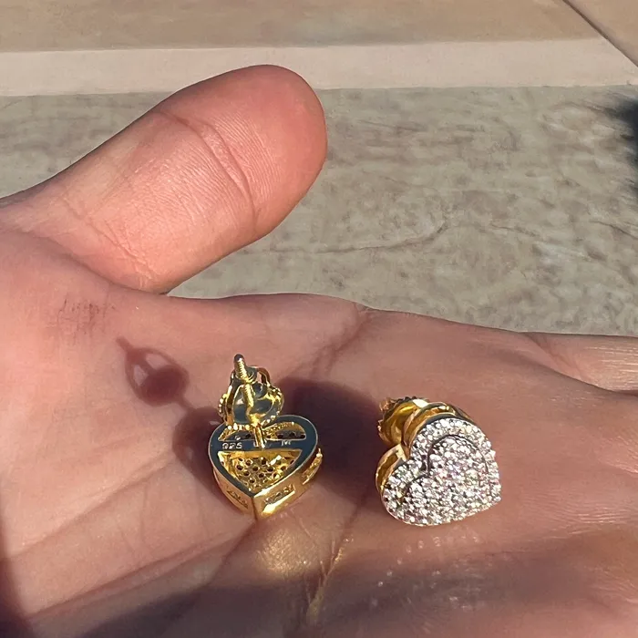 Bling Cartel 14k Gold Pated 925 Sterling Silver Heart Earrings Iced 065ct Moissanite Flooded Out Pass Diamond Tester Earrings