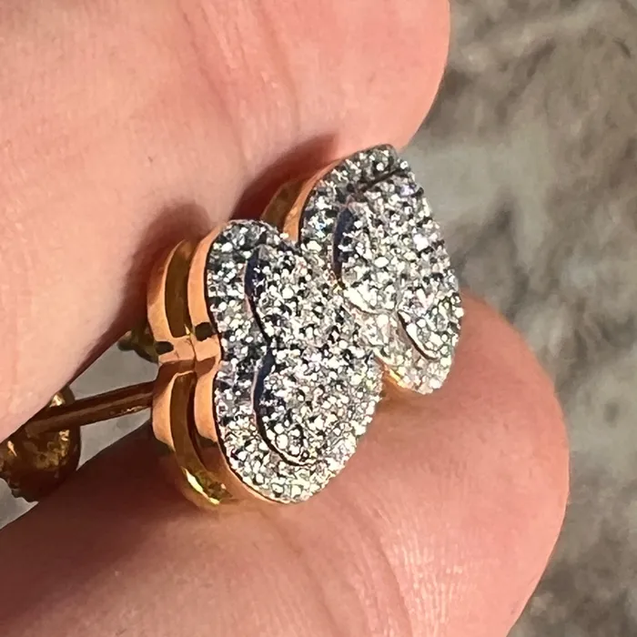 Bling Cartel 14k Gold Pated 925 Sterling Silver Heart Earrings Iced 065ct Moissanite Flooded Out Pass Diamond Tester Earrings