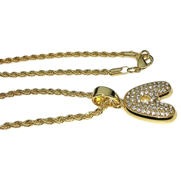 Bling Cartel Admin 14K Gold Plated A Letter Micro Rope Chain Necklace Necklaces