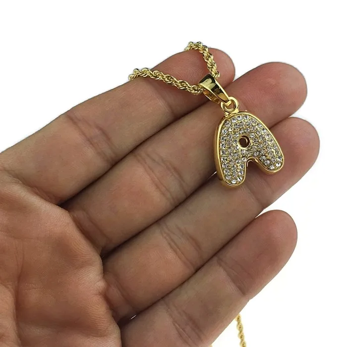 Bling Cartel Admin 14K Gold Plated A Letter Micro Rope Chain Necklace Necklaces