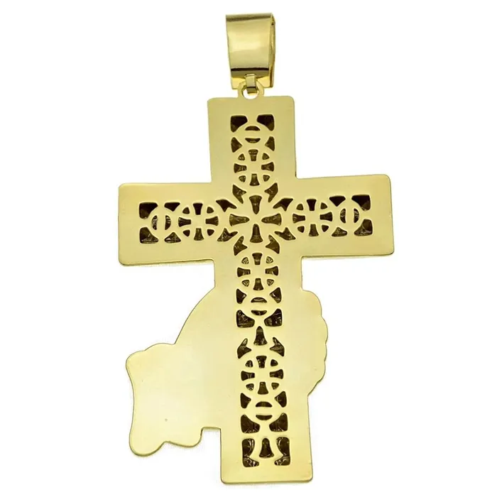 Bling Cartel Admin Huge Hand Holding Jesus Cross Gold Finish Iced Pendant Necklaces Bling Cartel Admin Huge Hand Holding Jesus Cross Gold Finish Iced Pendant Necklaces