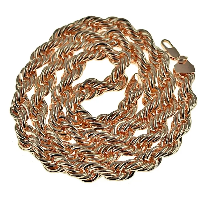 Bling Cartel Admin Mens Rose Gold Finish Rope Chain Necklace 30 x 10MM Necklaces