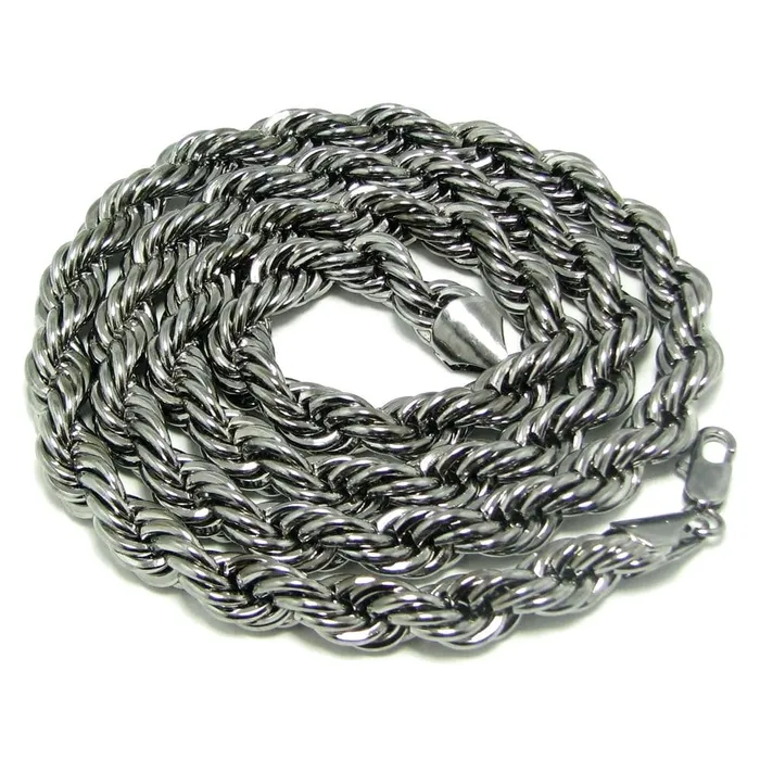 Bling Cartel Admin Necklaces Hematite Rope Chain Necklace 10MM Thick x 30 Inch