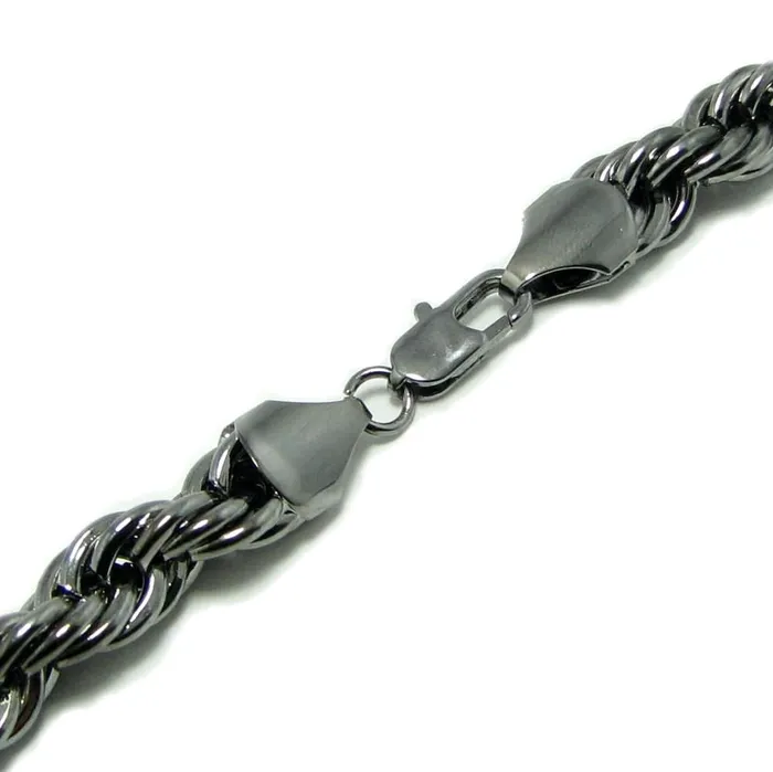 Bling Cartel Admin Necklaces Hematite Rope Chain Necklace 10MM Thick x 30 Inch