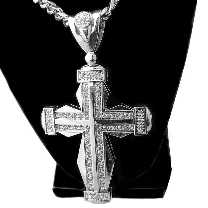 Bling Cartel Admin Necklaces Huge Double Cross Iced Silver Tone Cuban Chain Necklace 30 Bling Cartel Admin Necklaces Huge Double Cross Iced Silver Tone Cuban Chain Necklace 30