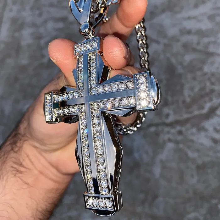 Bling Cartel Admin Necklaces Huge Double Cross Iced Silver Tone Cuban Chain Necklace 30 Bling Cartel Admin Necklaces Huge Double Cross Iced Silver Tone Cuban Chain Necklace 30