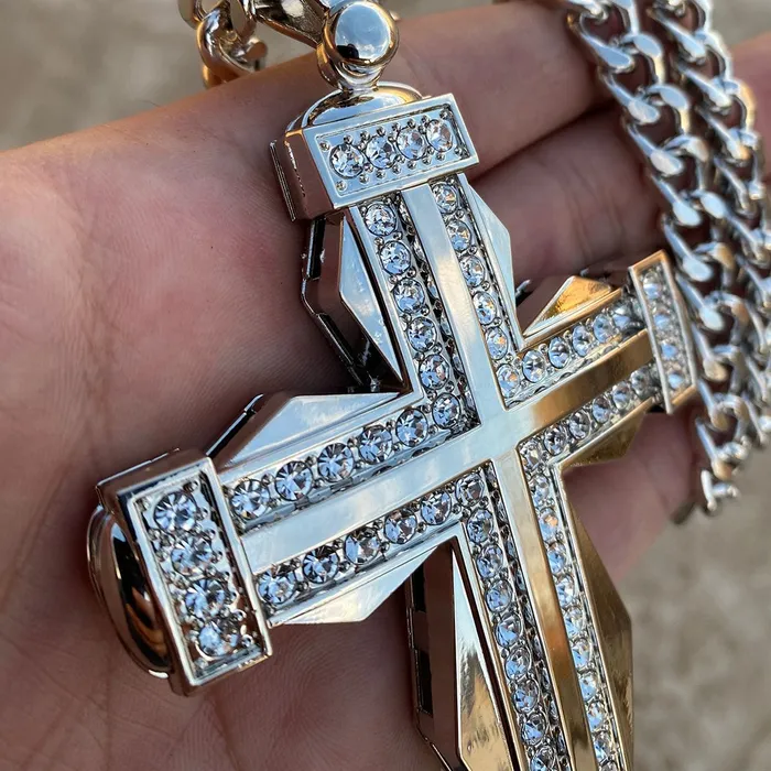 Bling Cartel Admin Necklaces Huge Double Cross Iced Silver Tone Cuban Chain Necklace 30 Bling Cartel Admin Necklaces Huge Double Cross Iced Silver Tone Cuban Chain Necklace 30