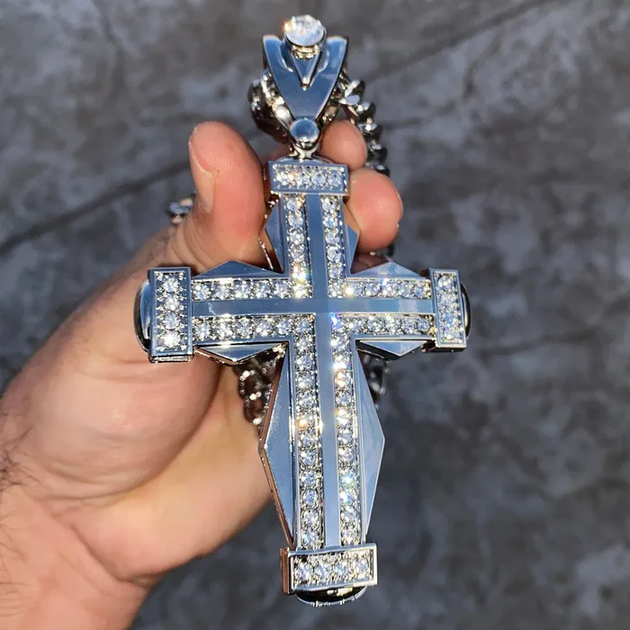 Bling Cartel Admin Necklaces Huge Double Cross Iced Silver Tone Cuban Chain Necklace 30 Bling Cartel Admin Necklaces Huge Double Cross Iced Silver Tone Cuban Chain Necklace 30
