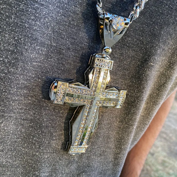 Bling Cartel Admin Necklaces Huge Double Cross Iced Silver Tone Cuban Chain Necklace 30 Bling Cartel Admin Necklaces Huge Double Cross Iced Silver Tone Cuban Chain Necklace 30
