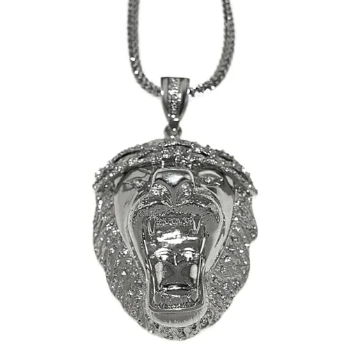 Bling Cartel Admin Necklaces Huge Lion Head Silver Tone Franco Chain Necklace 36 Bling Cartel Admin Necklaces Huge Lion Head Silver Tone Franco Chain Necklace 36