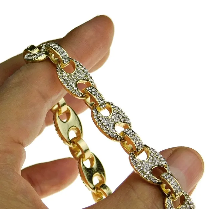 Bling Cartel Admin Necklaces Mariner Anchor Iced Chain Gold Finish Choker Necklace 12MM 16 Bling Cartel Admin Necklaces Mariner Anchor Iced Chain Gold Finish Choker Necklace 12MM 16