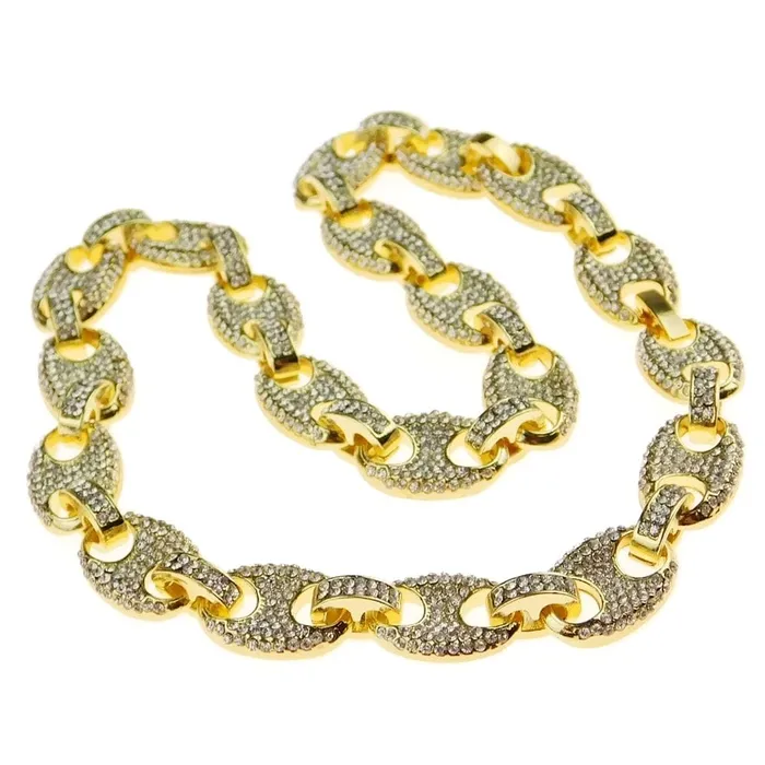 Bling Cartel Admin Necklaces Mariner Anchor Iced Chain Gold Finish Choker Necklace 12MM 16 Bling Cartel Admin Necklaces Mariner Anchor Iced Chain Gold Finish Choker Necklace 12MM 16