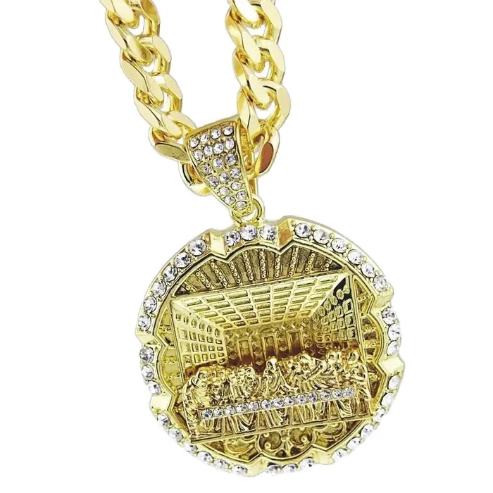 Bling Cartel Admin Necklaces The Last Supper Round Pendant Gold Finish Cuban Chain Necklace 30 Bling Cartel Admin Necklaces The Last Supper Round Pendant Gold Finish Cuban Chain Necklace 30