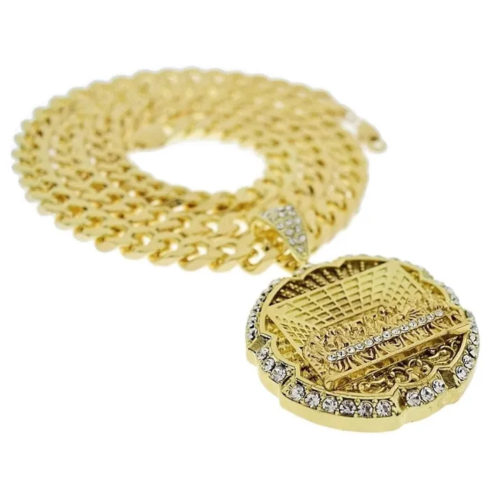 Bling Cartel Admin Necklaces The Last Supper Round Pendant Gold Finish Cuban Chain Necklace 30