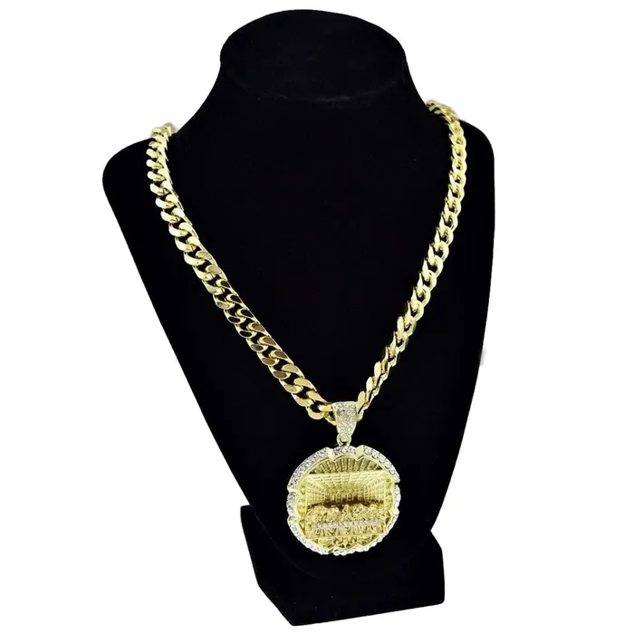Bling Cartel Admin Necklaces The Last Supper Round Pendant Gold Finish Cuban Chain Necklace 30