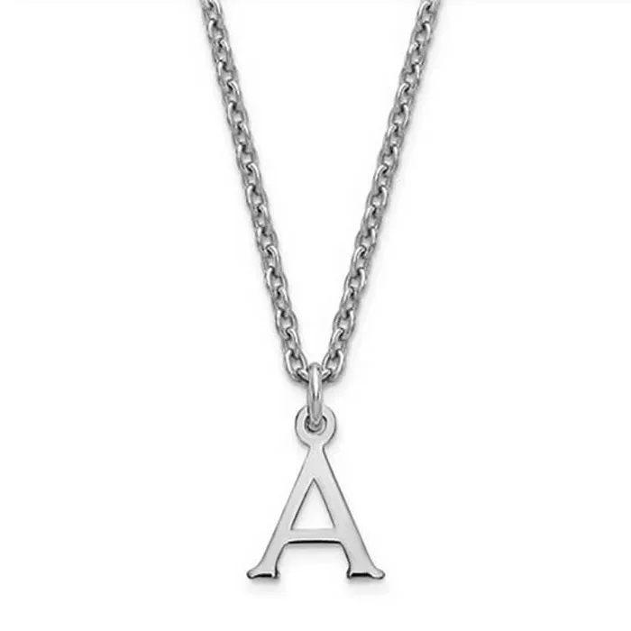 Block Letter Initial Pendant in Sterling Silver or 14kt Gold deBebians Necklaces Block Letter Initial Pendant in Sterling Silver or 14kt Gold deBebians Necklaces