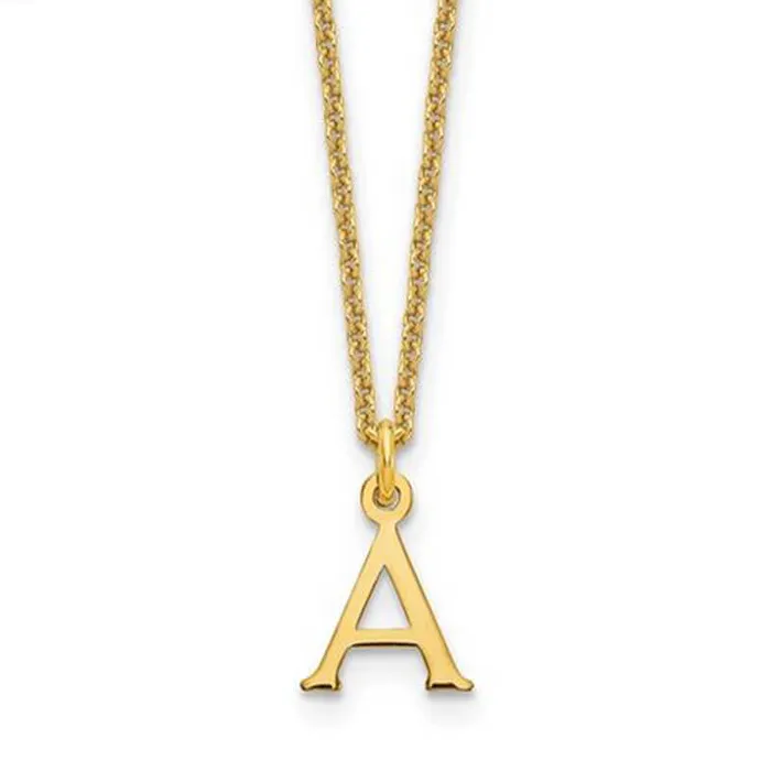 Block Letter Initial Pendant in Sterling Silver or 14kt Gold deBebians Necklaces Block Letter Initial Pendant in Sterling Silver or 14kt Gold deBebians Necklaces